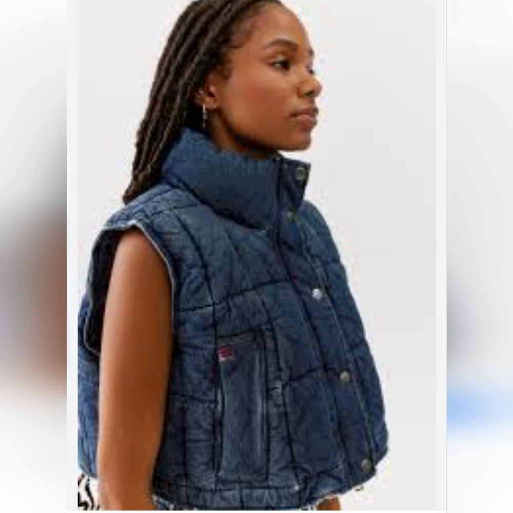 UO BDG Margot Denim Puffer Vest Sz XL